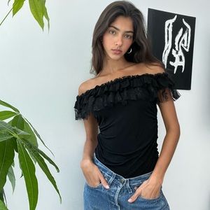 DVF off the shoulder black top